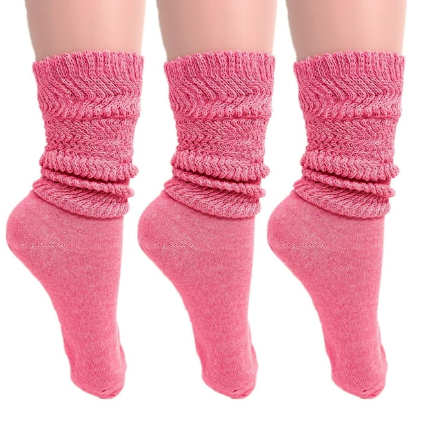 solid 1  Pairs Women Comfortable Crew Soft Slouch Knit Cotton Socks